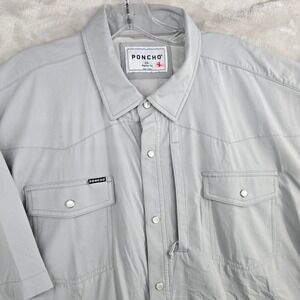 PONCHO Mens 2XL Gray Short Sleeve Western Pearl Snap Shirt Regular Fit